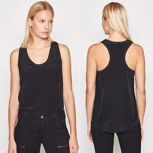 NEW Joie Alicia Silk S Black Office Moto RacerBack Tank Work Layer Blouse Top